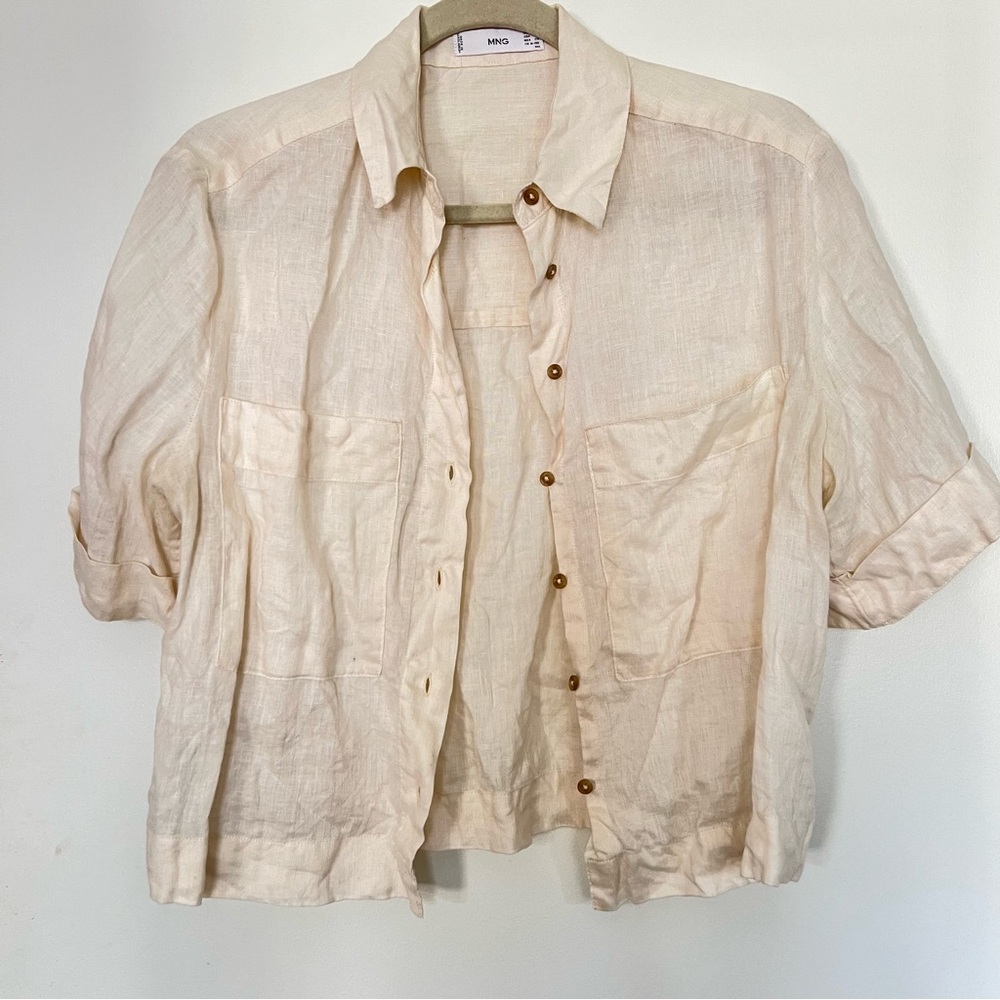 Mango linen button up shirt